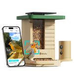 Birdfy Feeder Wood - Wooden Smart Bird Feeder with Camera
