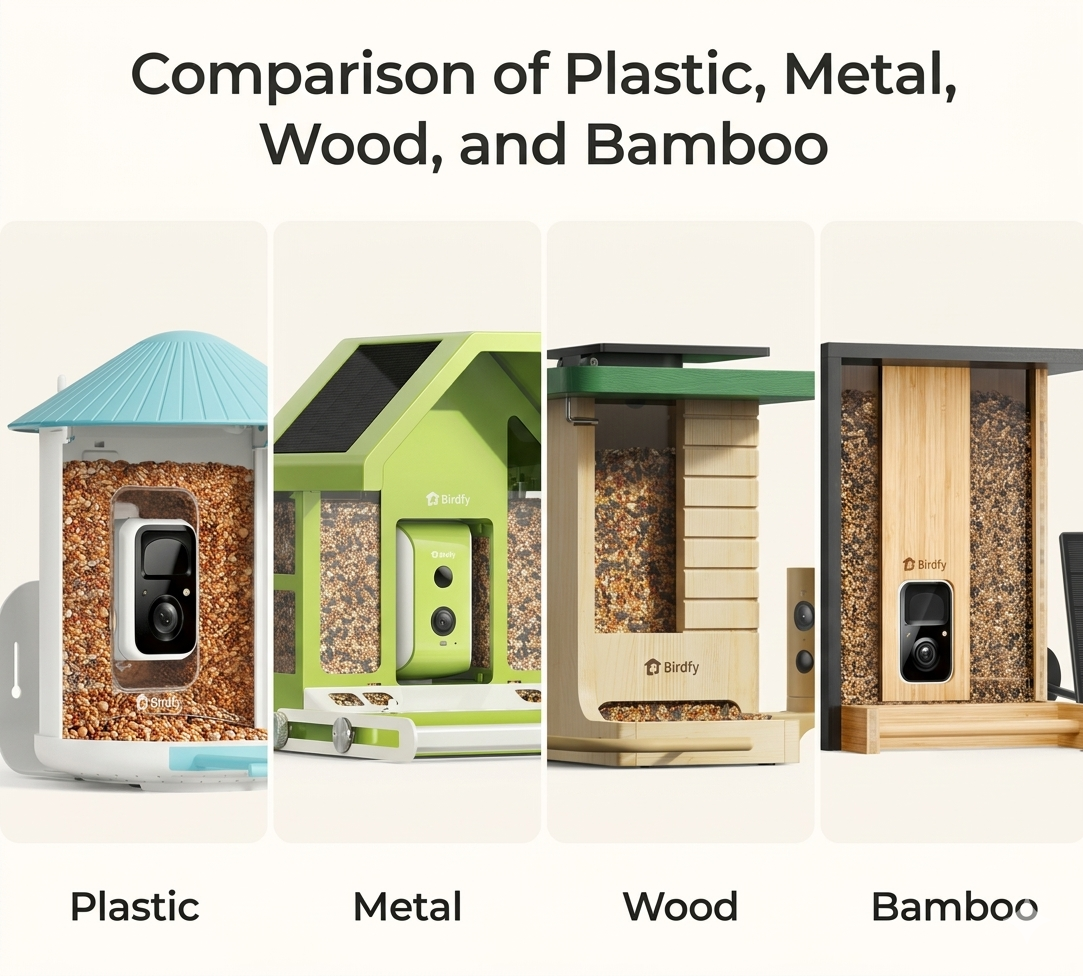 Best Material for Birdfy Feeder: Plastic, Metal, Wood, Bamboo Compared