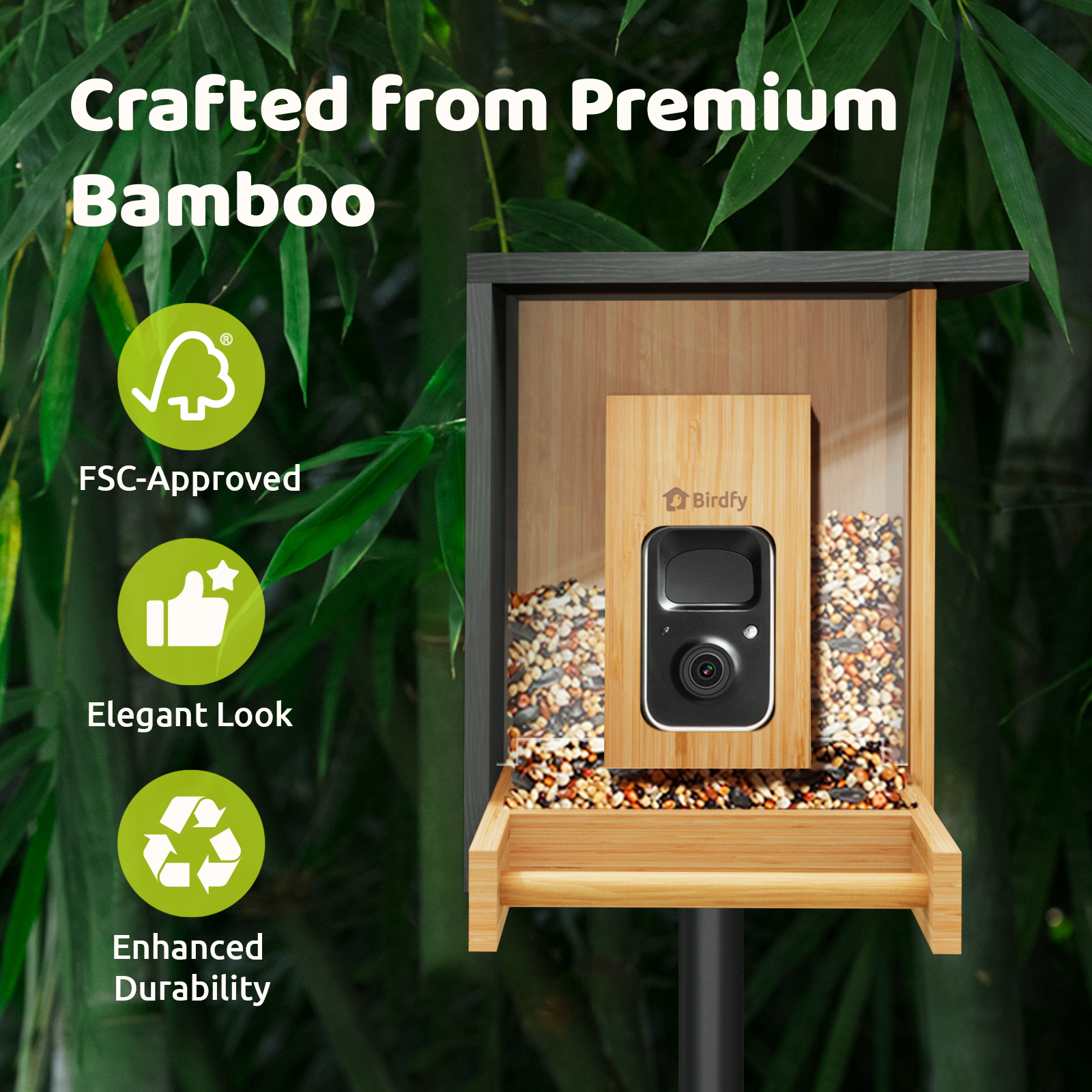 Birdfy Feeder Bamboo Mini - Bird Feeder With Camera