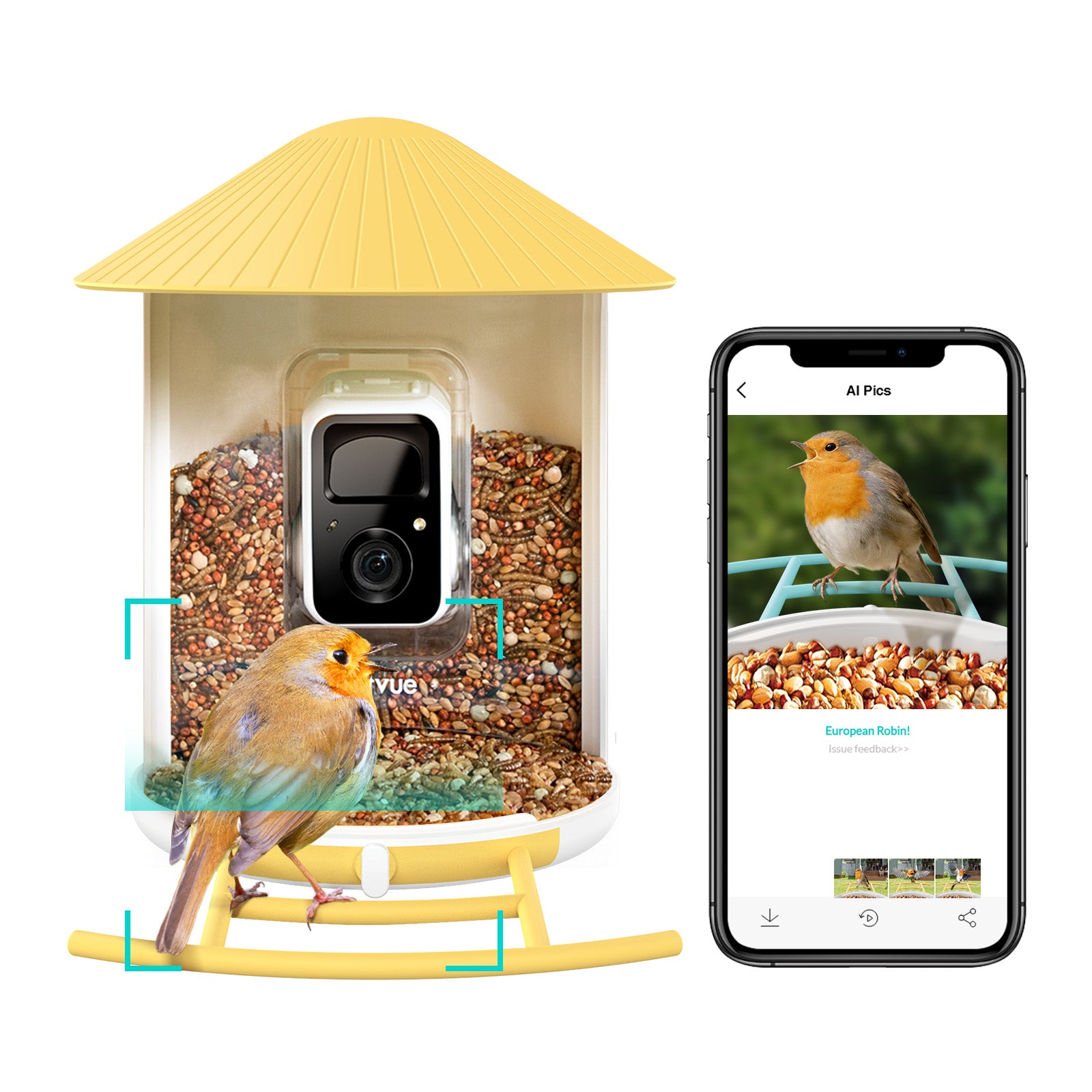 Birdfy 3W Solar Panel For Smart Bird Feeder Camera – IP65 Waterproof, 360° Adjustable, 9.8ft Chew-Proof Cable, Continuous Power