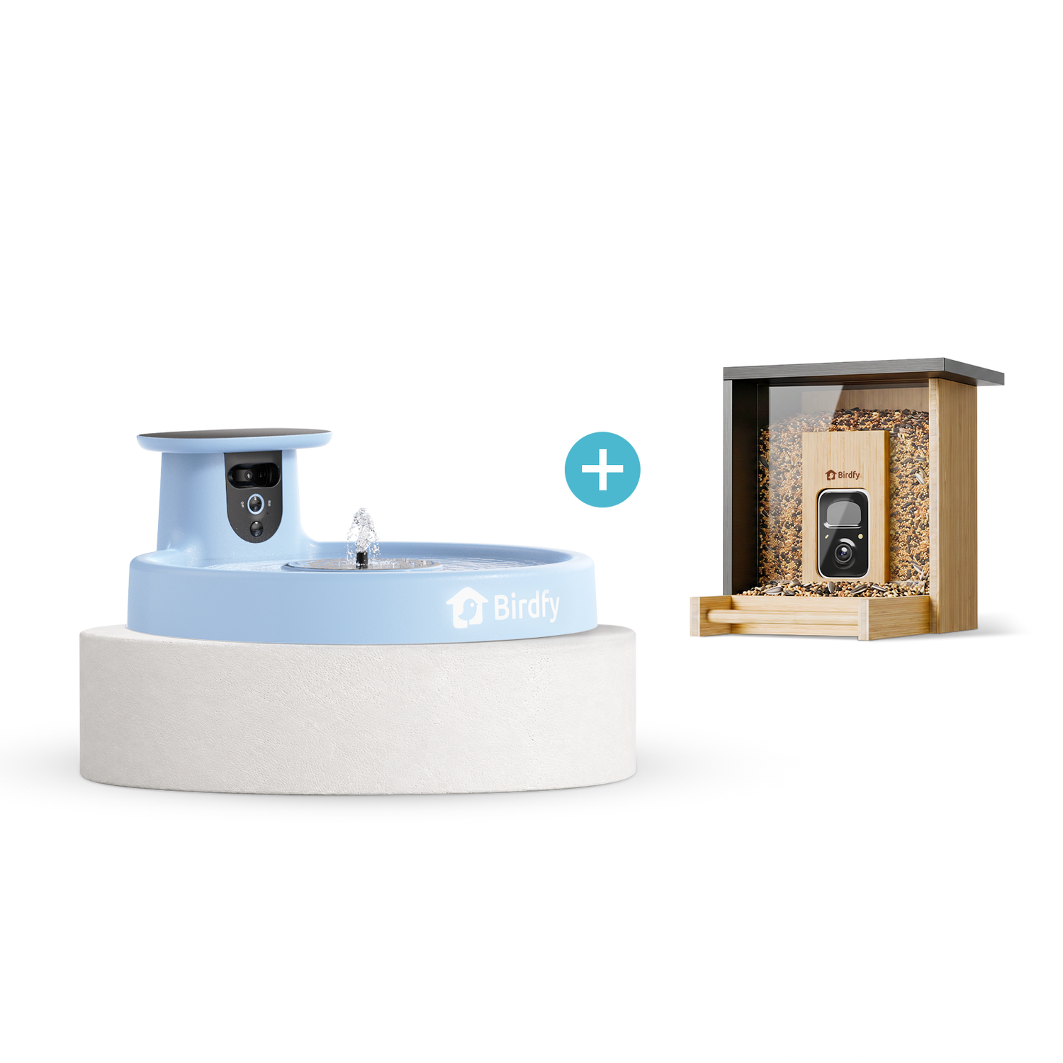 Birdfy Feeder Bamboo Mini + Birdfy Bath Pro Bundle