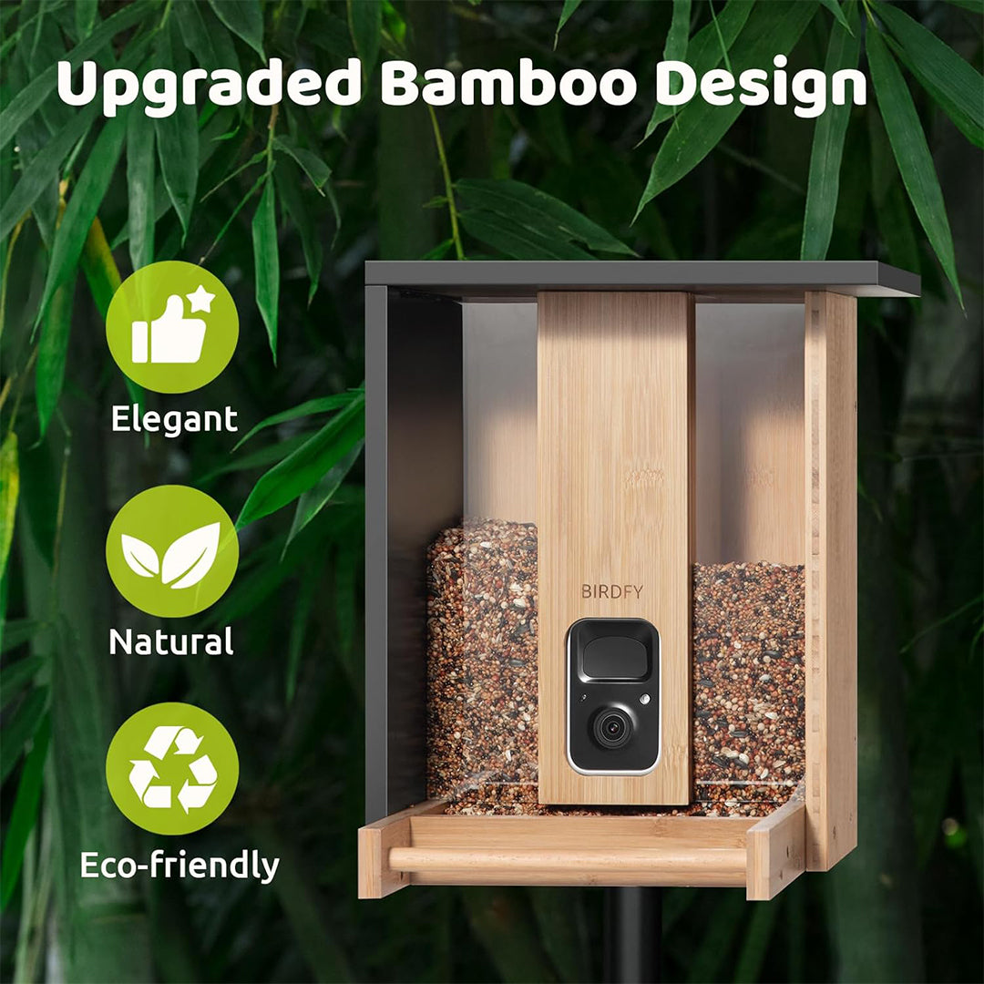 Birdfy Feeder Bamboo - Upgrade Smart Bird Feeder with Eco-friendly Material