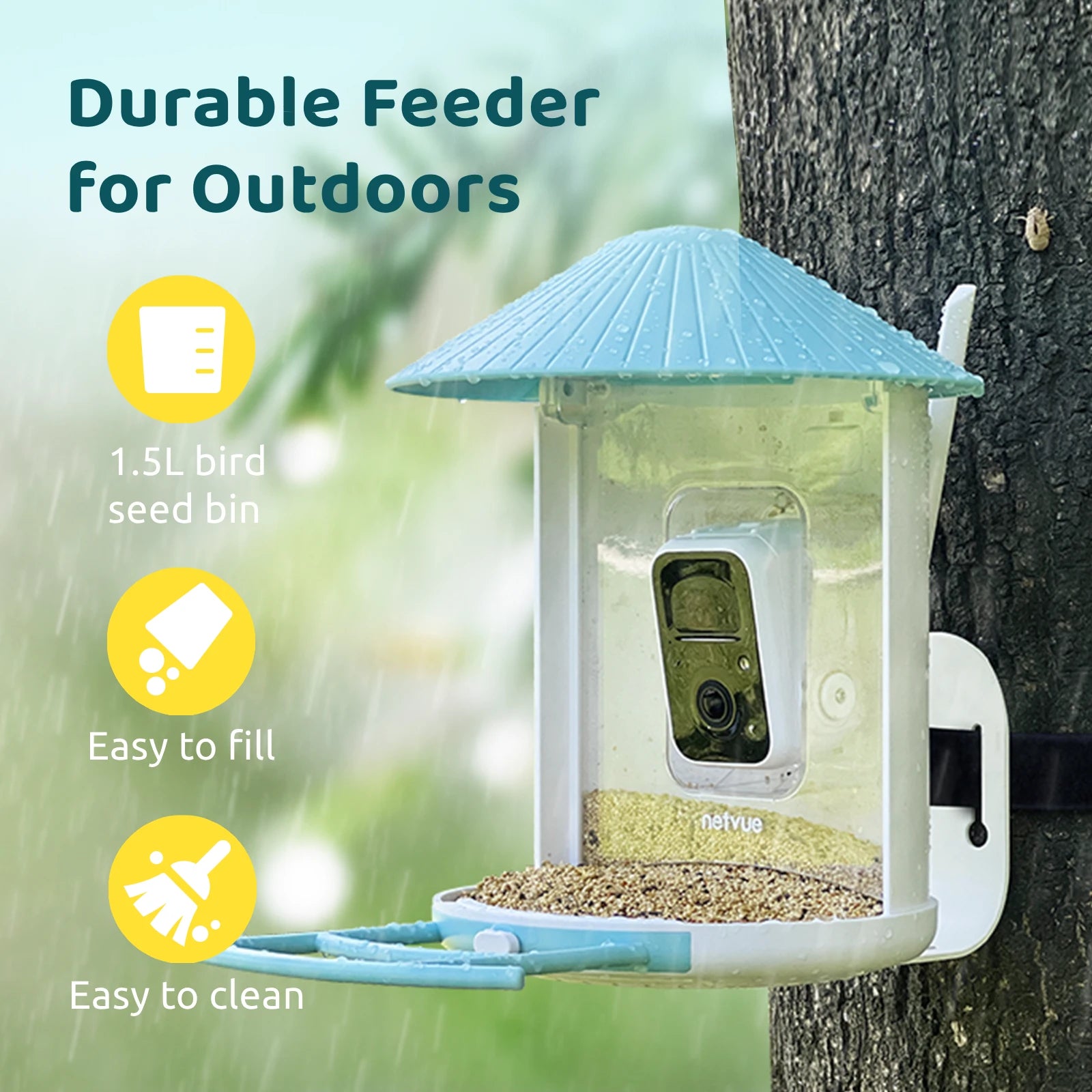 Birdfy Feeder with Solar Panel - Solar Powered Bird Feeder Camera