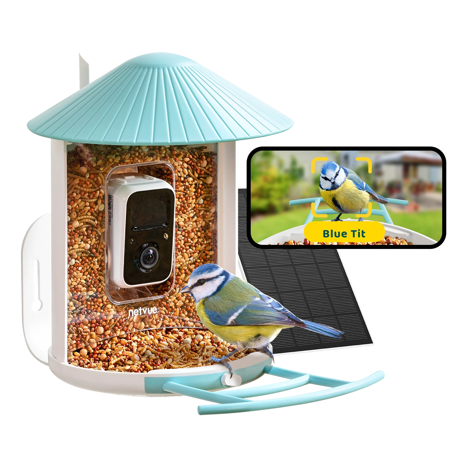 Birdfy Feeder with Solar Panel - Solar Powered Bird Feeder Camera