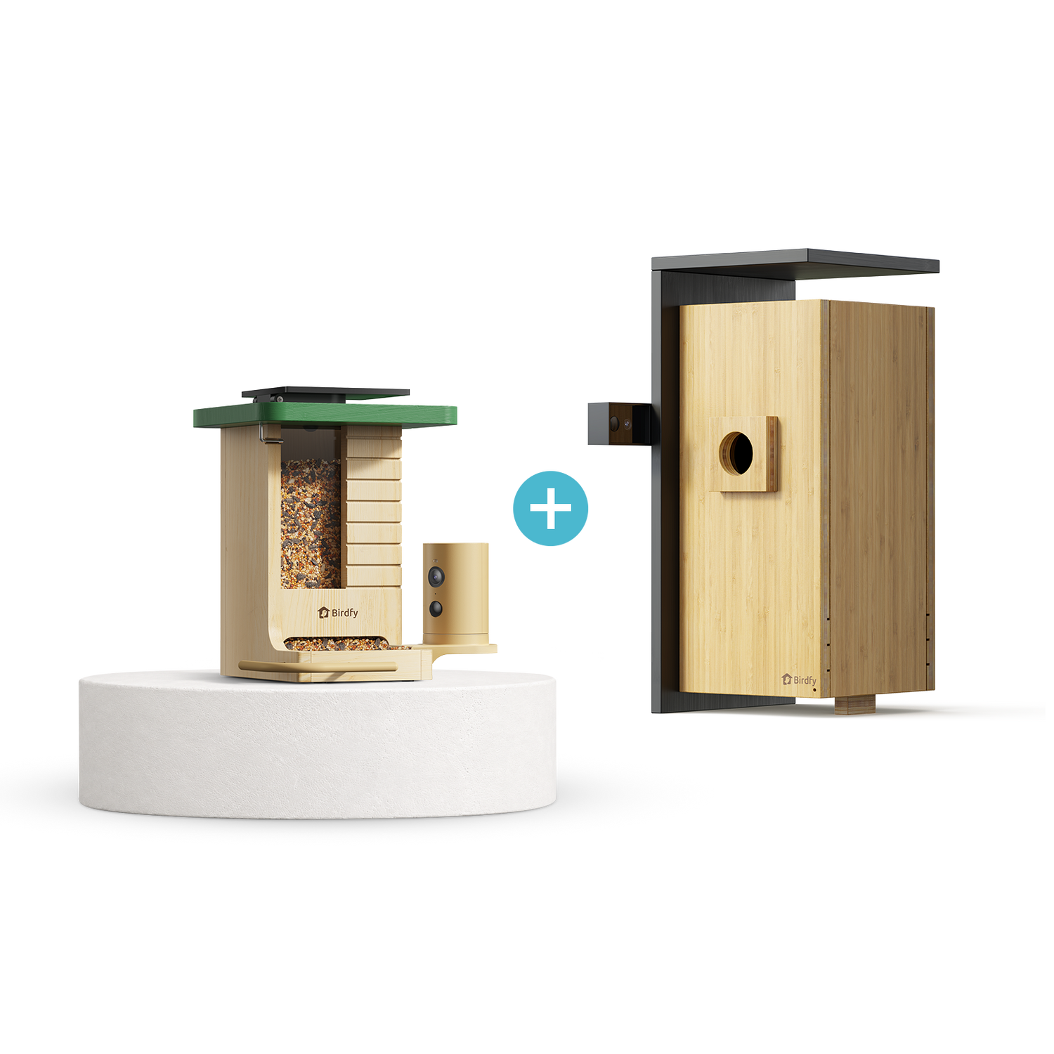 Birdfy Feeder Wood + Birdfy Nest Duo Bundle